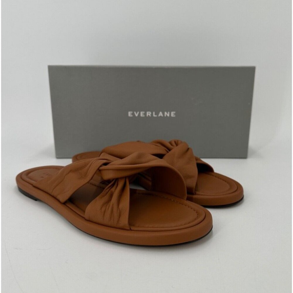 Everlane The Day Twist Sandals in Desert Tan/Brown size 7.5 Flat Slip-on Leather - Picture 2 of 8